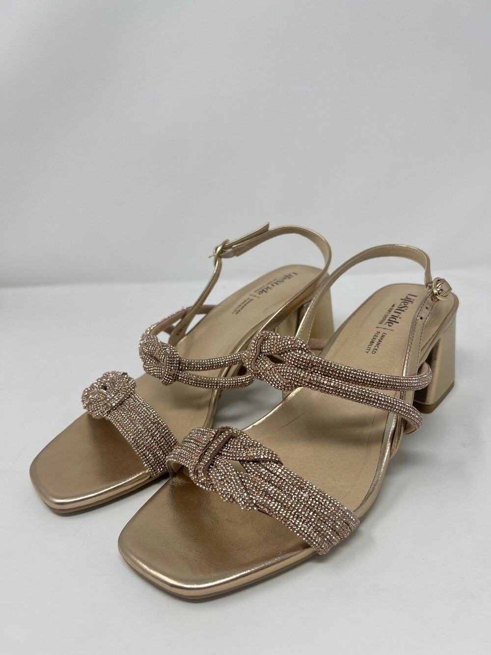 LifeStride Women's 8.5W Celeste Rose Gold Square Toe Block Heels